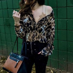 CHICOS LEOPARD PRINT SHEER BUTTON UP BLOUSE WITH TIE